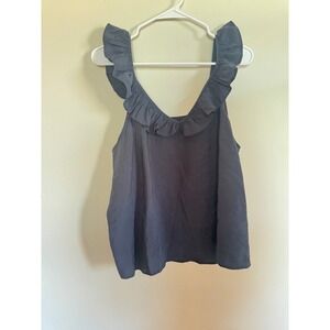 Vero Moda Ruffle Strap V-Neck Tank Top Queeny Navy Size XL